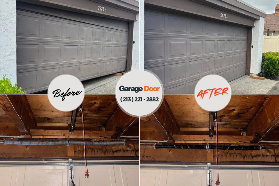 Before and after: garage door repair Ruston, WA